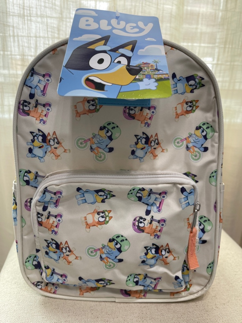 Bluey Kids Backpack - Beige  Character Print